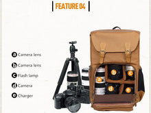 Cargar imagen en el visor de la galería, BRISTOL – Mochila fotográfica vintage de lona y cuero impermeable