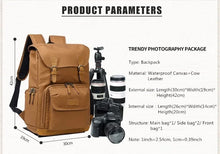 Cargar imagen en el visor de la galería, BRISTOL – Mochila fotográfica vintage de lona y cuero impermeable