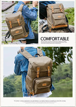 Cargar imagen en el visor de la galería, BRISTOL – Mochila fotográfica vintage de lona y cuero impermeable