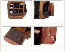 Cargar imagen en el visor de la galería, BRISTOL – Mochila fotográfica vintage de lona y cuero impermeable