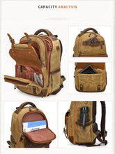 Cargar imagen en el visor de la galería, YORK Photography – Mochila fotográfica vintage de lona encerada y cuero para cámara y portátil