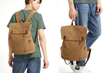 Charger l'image dans la galerie, ANVERS - Sac à dos pour ordinateur portable en toile et cuir moderne - 6 couleurs