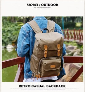BRISTOL – Mochila fotográfica vintage de lona y cuero impermeable