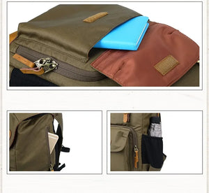 BRISTOL – Mochila fotográfica vintage de lona y cuero impermeable