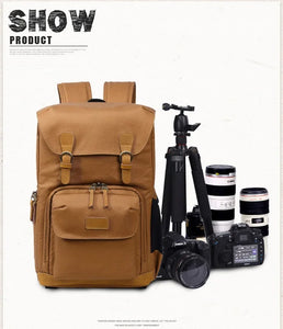 BRISTOL – Mochila fotográfica vintage de lona y cuero impermeable