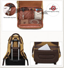 Cargar imagen en el visor de la galería, YORK Photography – Mochila fotográfica vintage de lona encerada y cuero para cámara y portátil
