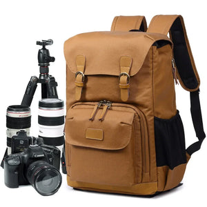 BRISTOL – Mochila fotográfica vintage de lona y cuero impermeable