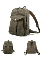 Cargar imagen en el visor de la galería, DOVER – Mochila vintage de lona y cuero encerado – 5 colores
