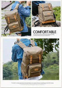 BRISTOL – Mochila fotográfica vintage de lona y cuero impermeable