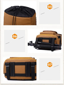 BRISTOL – Mochila fotográfica vintage de lona y cuero impermeable