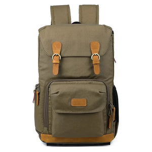 BRISTOL – Mochila fotográfica vintage de lona y cuero impermeable