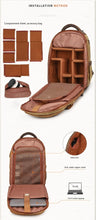 Cargar imagen en el visor de la galería, YORK Photography – Mochila fotográfica vintage de lona encerada y cuero para cámara y portátil

