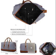 Charger l&#39;image dans la galerie, JEANNE | Nouvelle valise de voyage en cuir et toile | Style informel
