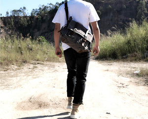 LUKE | sac porté épaule en toile et cuir vintage | 6 couleurs