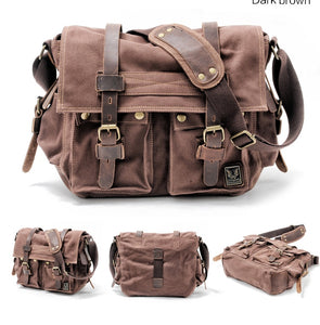 LUKE | sac porté épaule en toile et cuir vintage | 6 couleurs