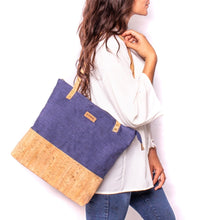 Cargar imagen en el visor de la galería, LAMYA | Bolso de corcho natural y tela hecho a mano
