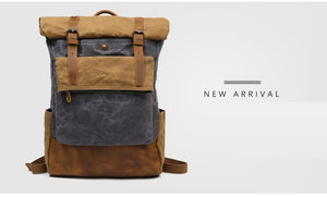 RÒTERDAM - Mochila de lona y cuero estilo casual impermeable - 4 colores