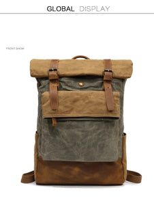 RÒTERDAM - Mochila de lona y cuero estilo casual impermeable - 4 colores