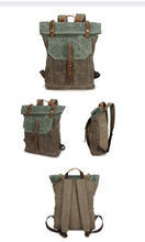 Cargar imagen en el visor de la galería, ARMY | Mochila militar lona y cuero | 3 colores
