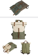 Cargar imagen en el visor de la galería, ARMY | Mochila militar lona y cuero | 3 colores
