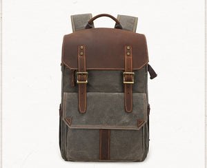 Mochila para cámara de fotos digital | Cuero y lona