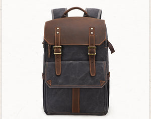 Mochila para cámara de fotos digital | Cuero y lona