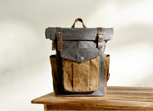 Charger l&#39;image dans la galerie, NOMAD | Sac à dos de voyage en cuir et toile cirée | 4 coloris
