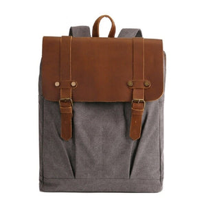 Carcassonne - Sac à dos pour ordinateur portable vintage et rétro en cuir et toile - 4 couleurs