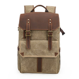 Mochila para cámara de fotos digital | Cuero y lona