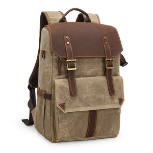 Mochila para cámara de fotos digital | Cuero y lona