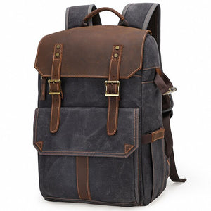 Mochila para cámara de fotos digital | Cuero y lona