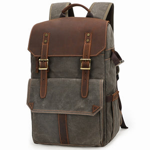 Mochila para cámara de fotos digital | Cuero y lona