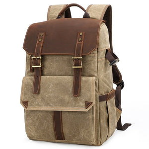 Mochila para cámara de fotos digital | Cuero y lona