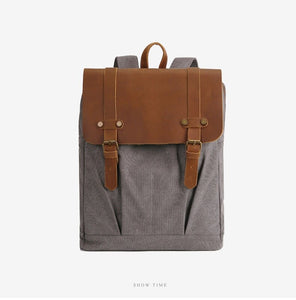 Carcassonne - Sac à dos pour ordinateur portable vintage et rétro en cuir et toile - 4 couleurs