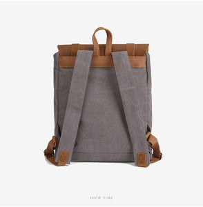 Carcassonne - Sac à dos pour ordinateur portable vintage et rétro en cuir et toile - 4 couleurs