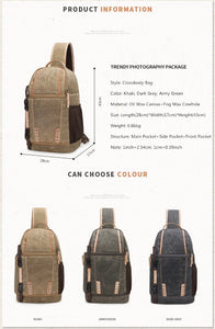 Picasso - Bolso de hombro cruzado de lona y cuero para cámara de fotos SLR - 3 colores